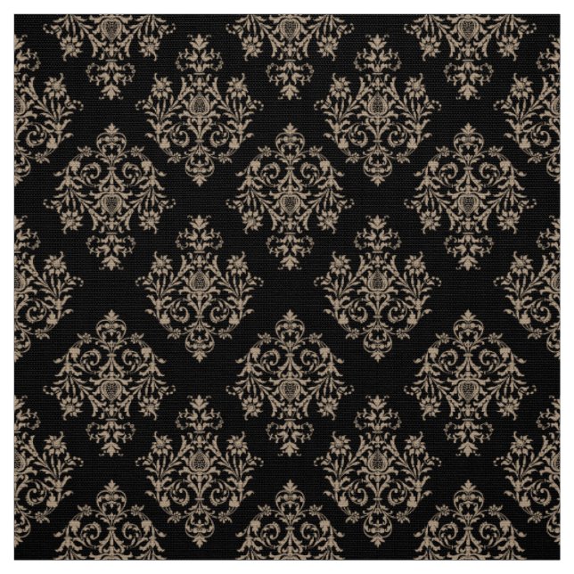 tecido Cor damasco preto Barroco ornamentado (Modelo)