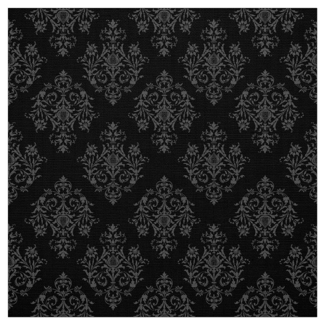 tecido Cor damasco preto Barroco ornamentado (Modelo)