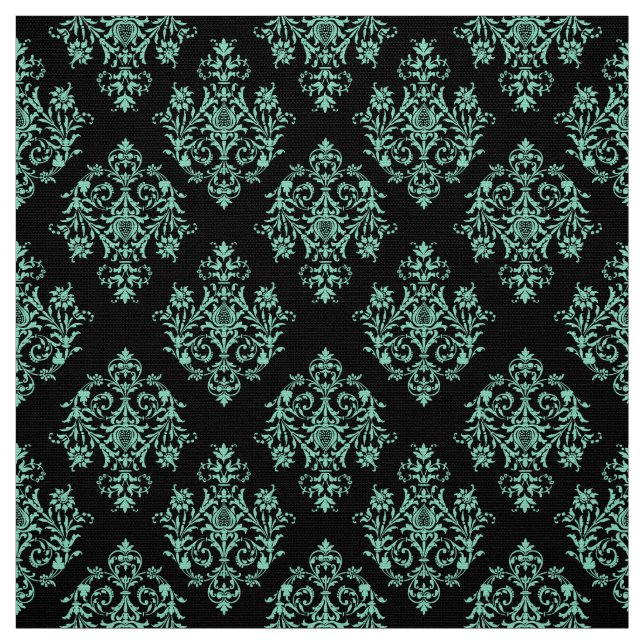 tecido Cor damasco preto Barroco ornamentado (Modelo)