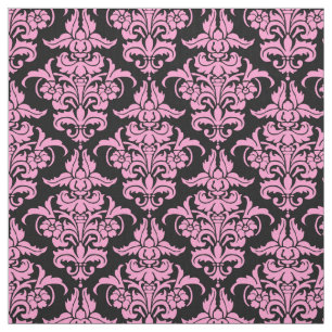 Tecido Cor damasco - rosa no preto