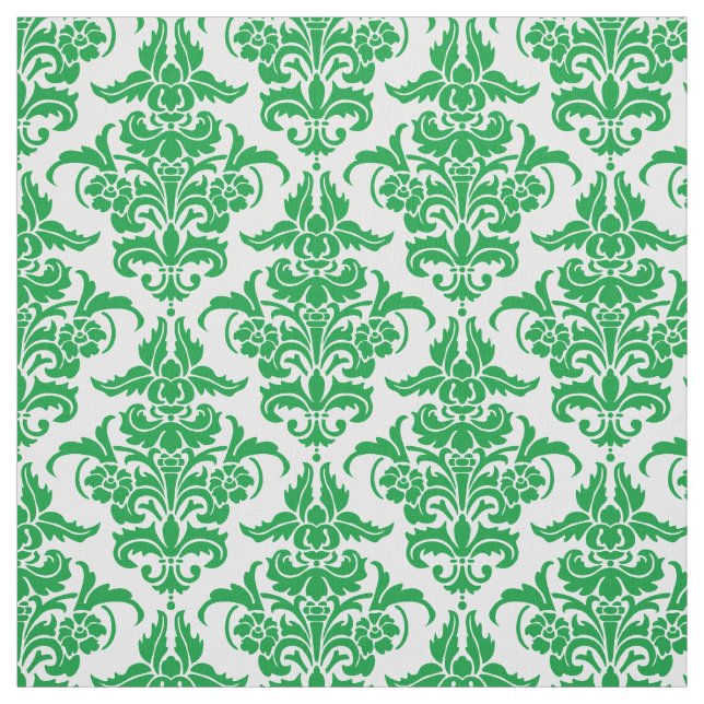 Tecido Cor damasco - Verde-Grama em Branco (Modelo)