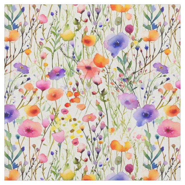 Tecido Cor-de-água Elegante Flores Selvagens (Detalhe)