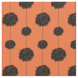 Tecido Cor de laranja com Pom Preto Padrão de Cheerleader