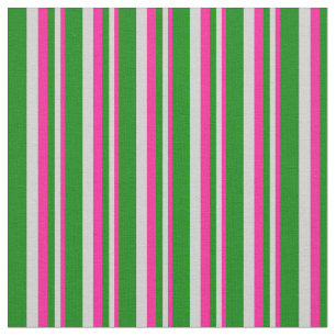 Tecido Cor-de-rosa profundo, Cinzas-luz e faixas verdes c