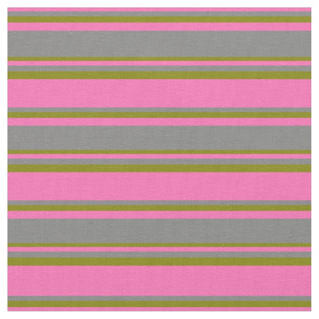 Tecido Cor-de-rosa quente, Cinza e padrão verde (Detalhe)