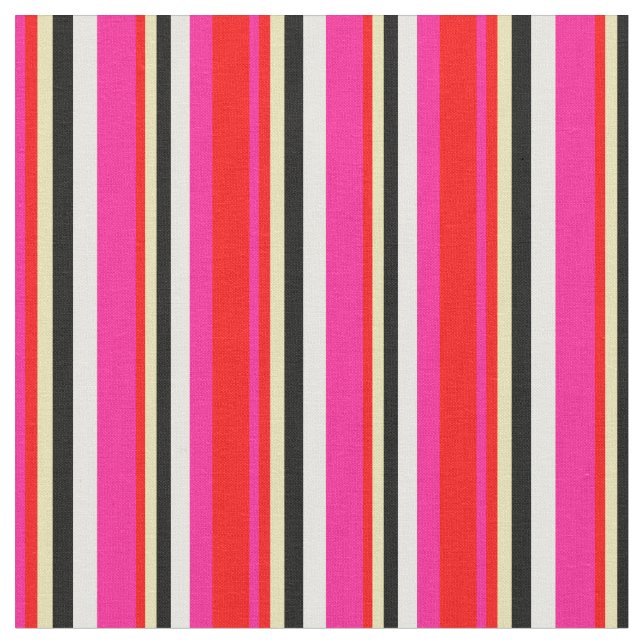 Tecido Cor Rosa Profundo, Vermelho, Tan, Preto e Creme de (Detalhe)