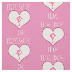 Tecido Coração cor-de-rosa eu amo o patinagem artístic
