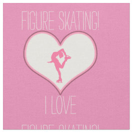 Tecido Coração cor-de-rosa eu amo o patinagem artística