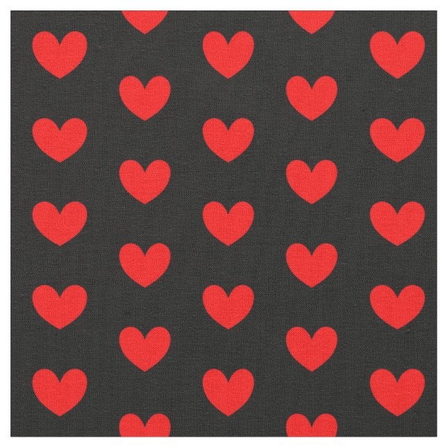 Tecido Coração de Amor Negro Vermelho Padrão (Detalhe)