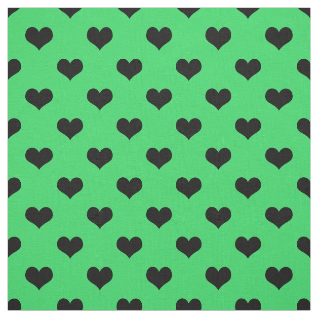 Tecido Coração de Amor Preto em Fundo Verde (Modelo)