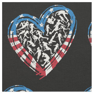Tecido Coração de Futebol feminino - Bandeira Americana