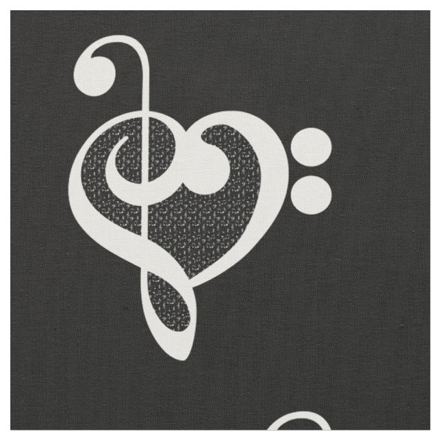 Tecido Coração de Música - Eu Amo Música (Detalhe)