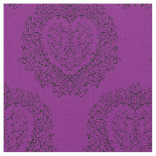 Tecido Coração Preto Roxo Gótico