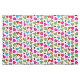 Tecido Corações Adoráveis Coloridos - O amor vem em todas