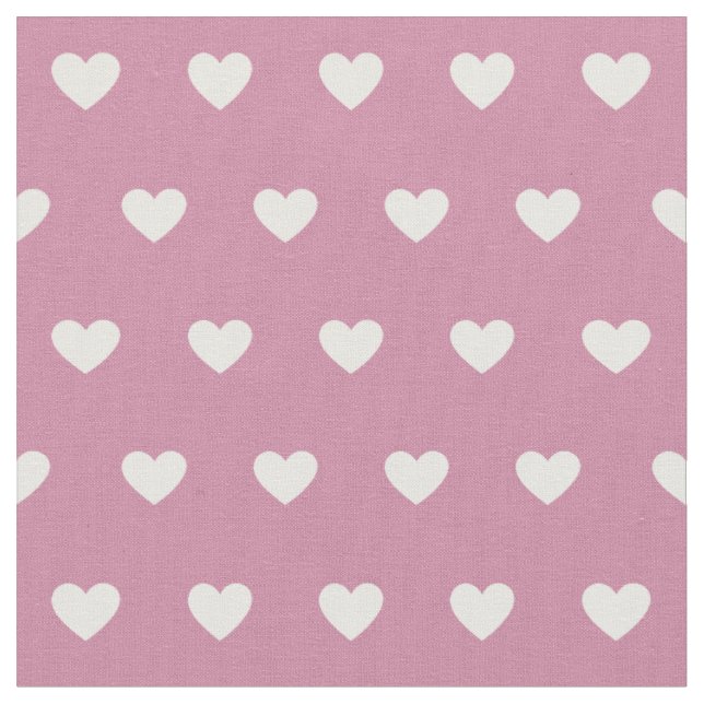 Tecido Corações Brancos Bonitos Padrões Dusty Rosa (Detalhe)