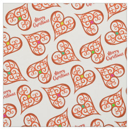 Tecido Corações brancos e vermelhos manchas elegantes