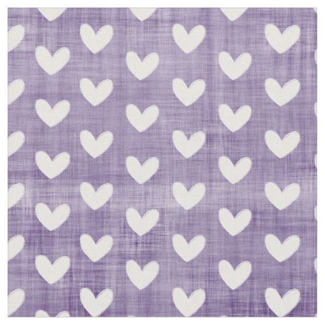 Tecido Corações Brancos em Roxo Escuro (Detalhe)