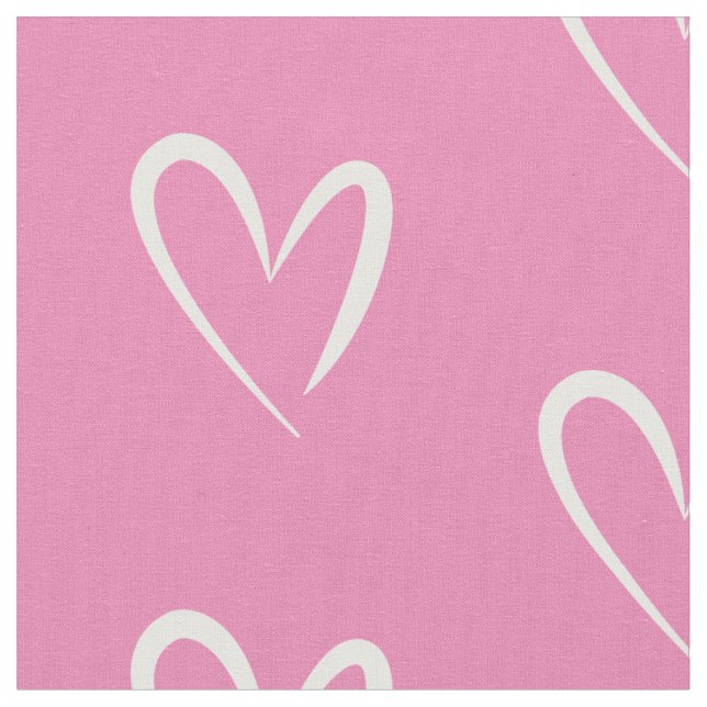 Tecido Corações Brancos Modernos Na moda em Fundo Rosa (Detalhe)
