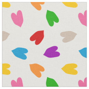 Tecido Corações Coloridos De Amor Padrão Design Branco 