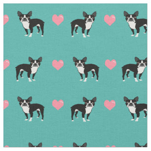 Tecido Corações cor-de-rosa de Boston Terrier