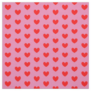 Tecido Corações De Amor Vermelho Em Cute Rosa
