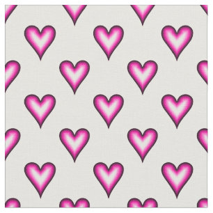 Tecido Corações de Bolhas Rosa em Branco
