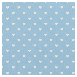 Tecido Corações de Bolinhas Azul-Céu