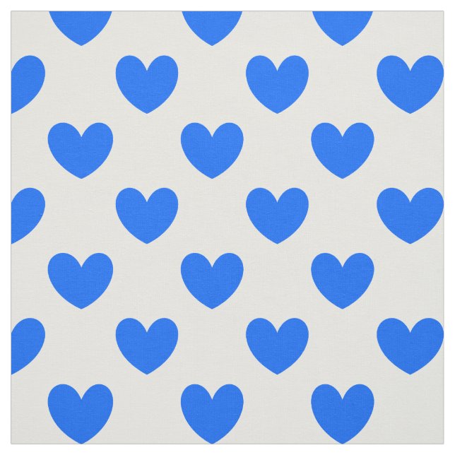 Tecido Corações de polca azul em branco (Modelo)
