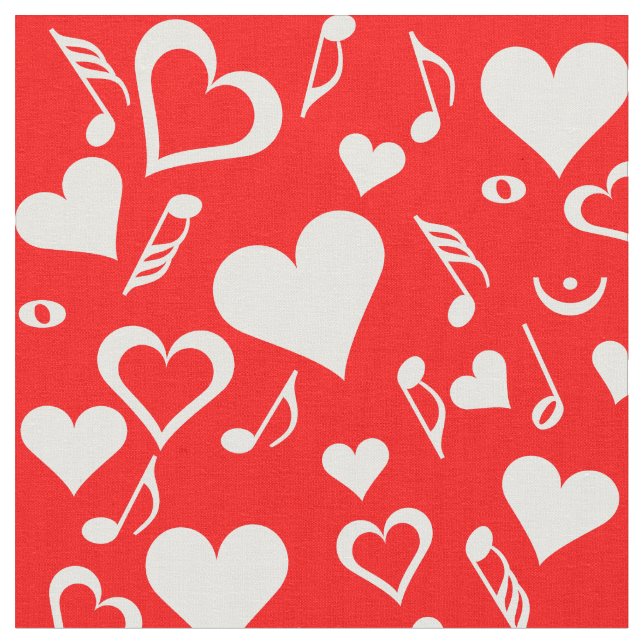 Tecido Corações e Notas de Música (Detalhe)