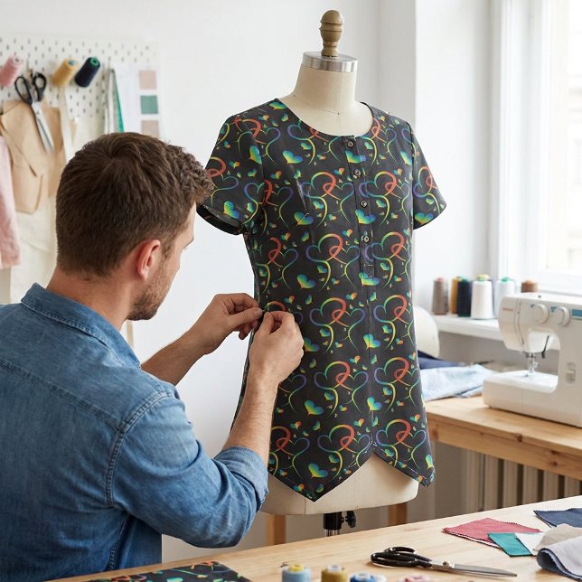 Tecido Corações Entrelaçados Orgulho Arco-íris (Criador carregado)