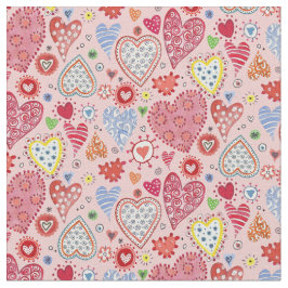 Tecido Corações Namorados bonitos adoram padrões cor-de-r