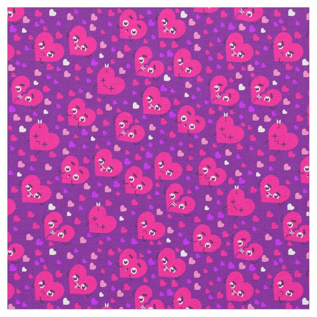 Tecido corações quebrados adoram anti-namorados roxos (Detalhe)