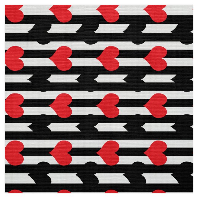 Tecido Corações Vermelho E Preto Em Stripes (Modelo)