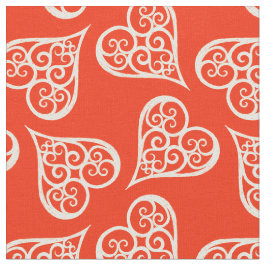 Tecido Corações vermelhos e brancos ・ Natal tradicional e