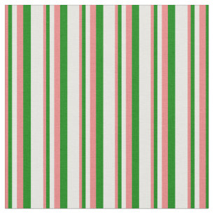 Tecido Coral Claro, Padrão Verde e Branco