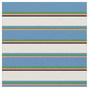 Tecido Coral claro, verde florestal, azul, bege e preto