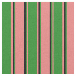 Tecido Coral Claro, Verde Florestal e Linhas Pretas