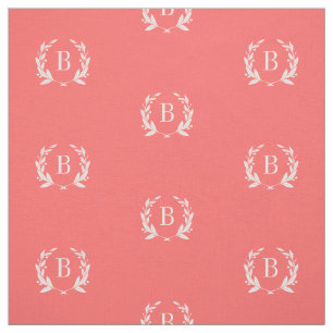Tecido Coral Laurel Wreath Monograma