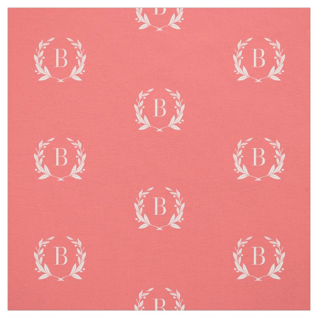 Tecido Coral Laurel Wreath Monograma (Modelo)