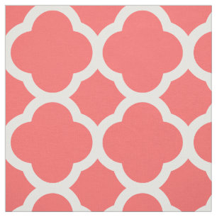Tecido Coral Moderno Quatrefoil Grande Escala