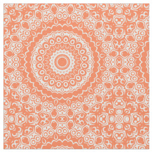 Tecido Coral no Medalhão Branco Mandala Caleidoscópio