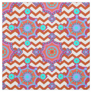 Tecido Cores do Carnaval Padrão Chevron Boho