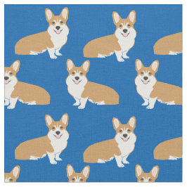 tecido Corgi - design tecido de córgi azul