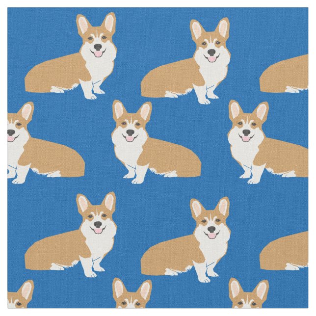 tecido Corgi - design tecido de córgi azul (Detalhe)