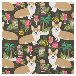 Tecido corgi tiki tropical