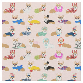 Tecido córgis em trajes cor-de-rosa