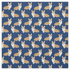 Tecido Corgis no Marinho - padrão de cães fofinhos