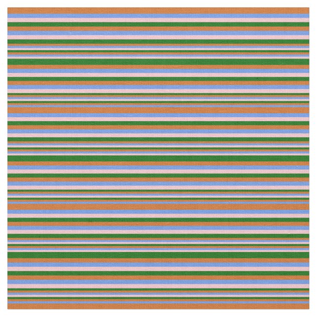 Tecido Cornflower Blue, Chocolate, Verde Escuro e Rosa (Detalhe)