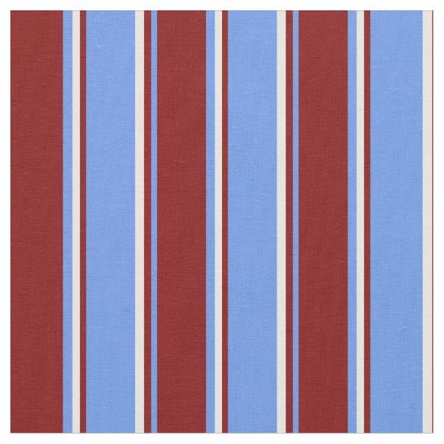 Tecido Cornflower Blue, Maroon e White Lines (Detalhe)