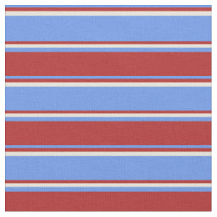 Tecido Cornflower Blue, Red e Beige Lines